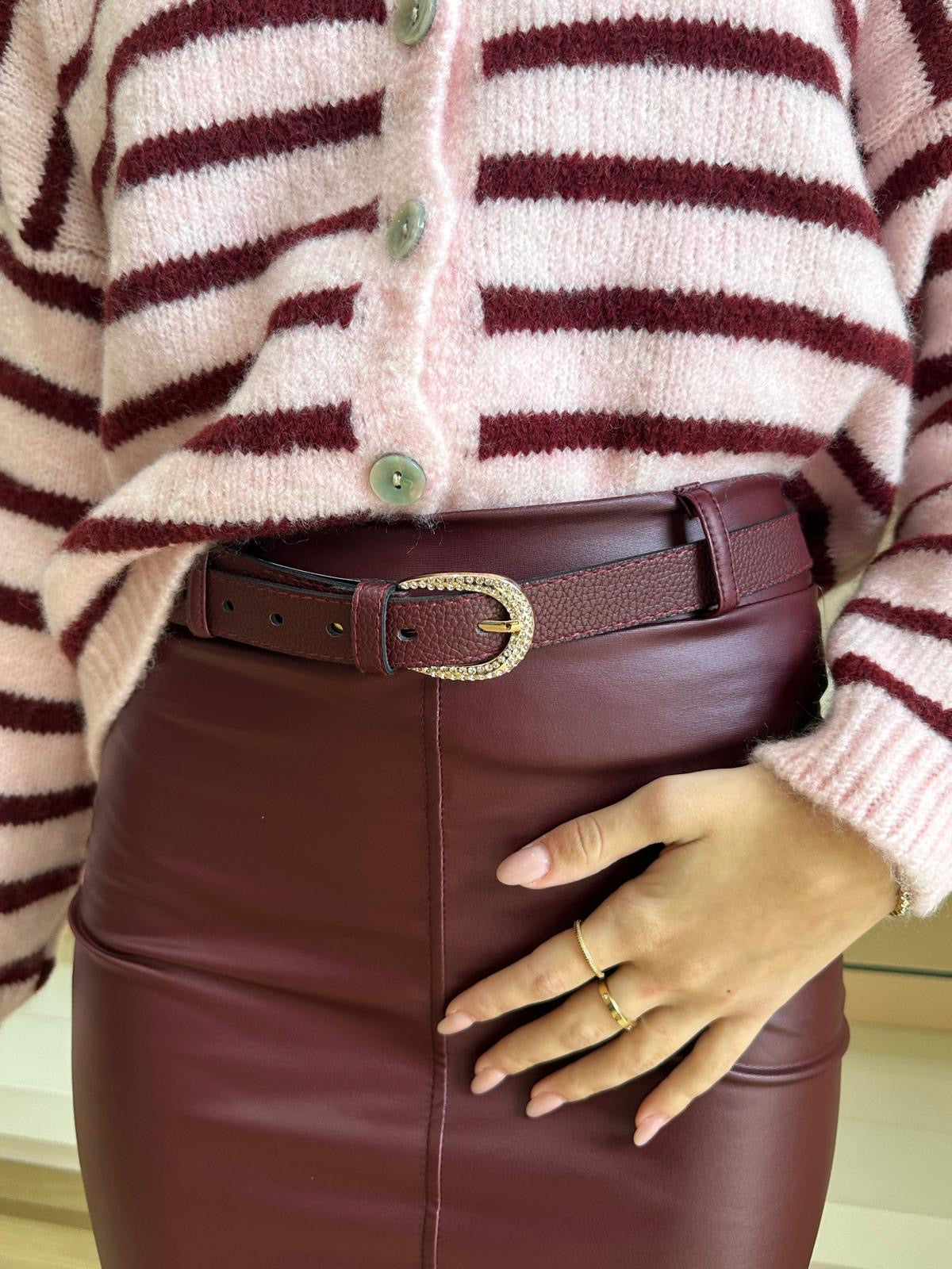 Cintura Bordeaux Donna con strass