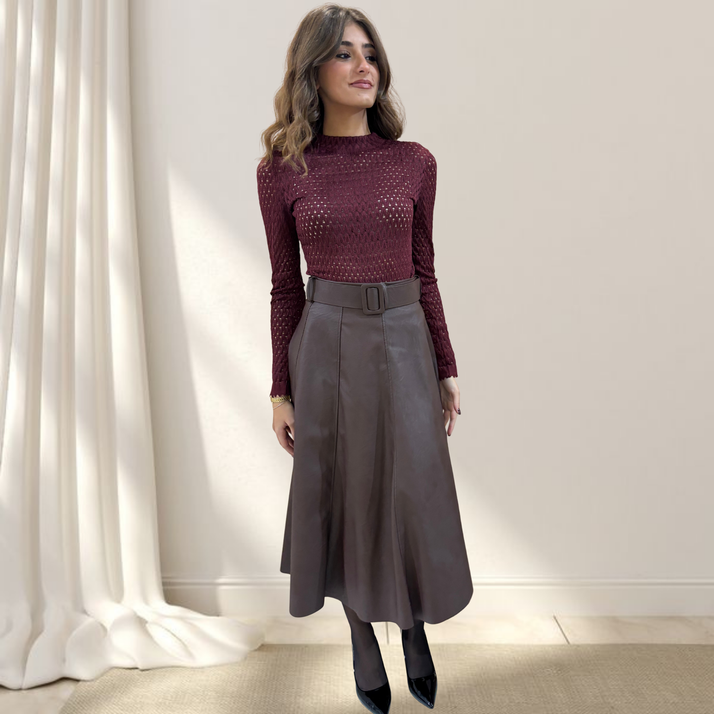 Gonna lunga in eco-pelle