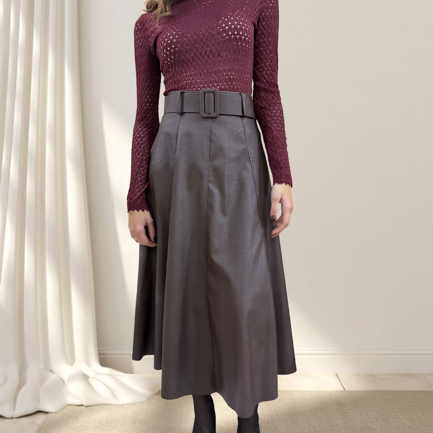 Gonna lunga in eco-pelle