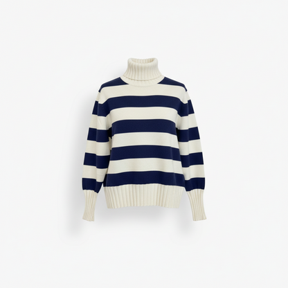 Maglione a strisce collo alto