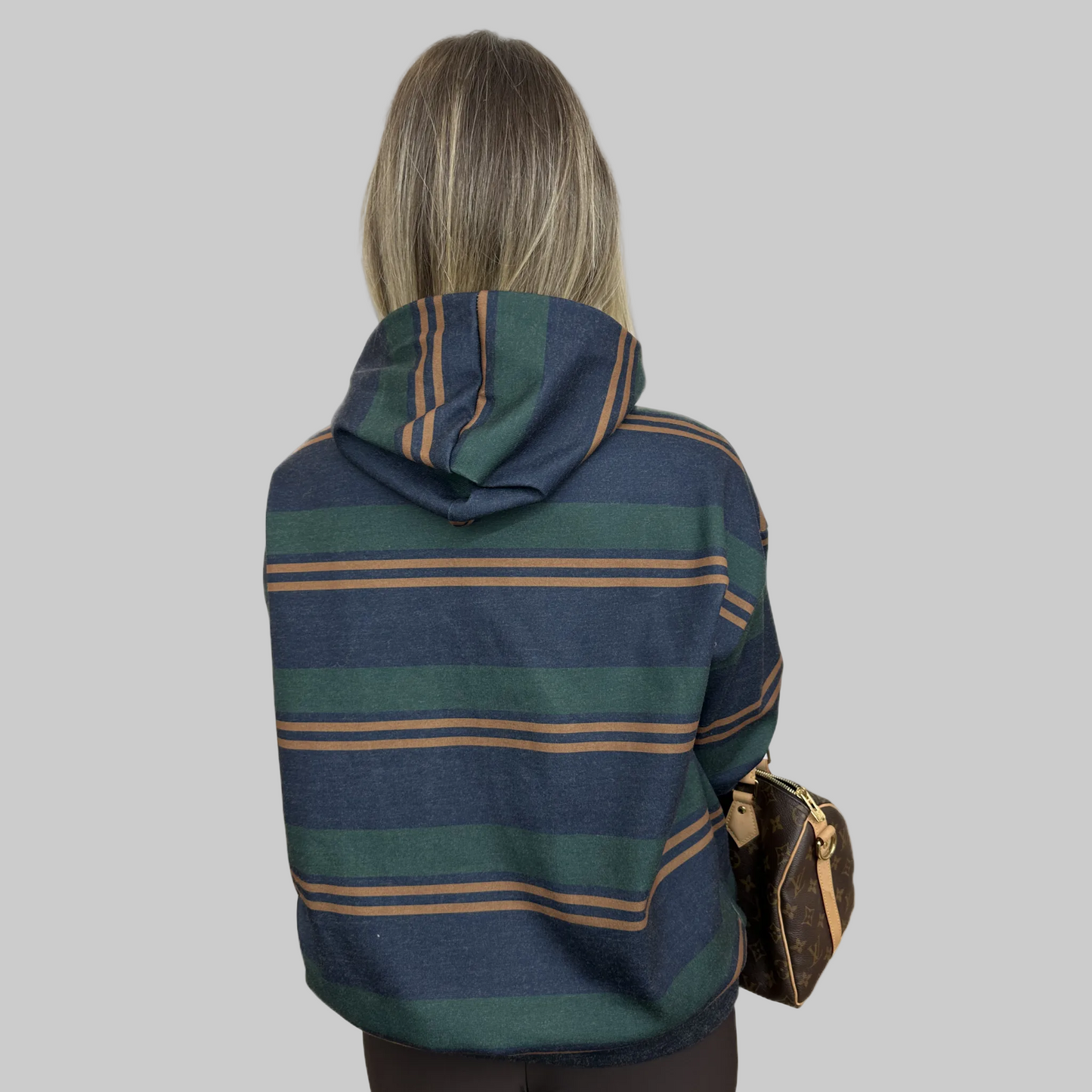 Felpa a strisce con cappuccio
