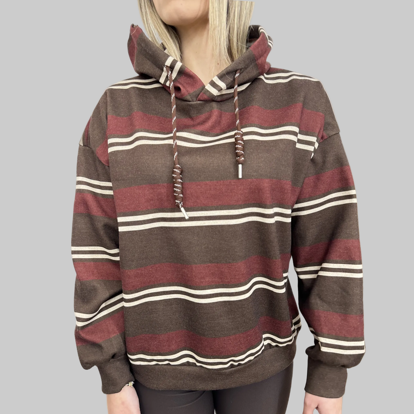 Felpa a strisce con cappuccio