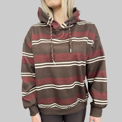 Felpa a strisce con cappuccio