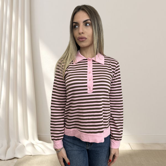 Polo a strisce con bottoni