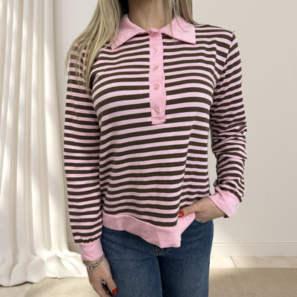 Polo a strisce con bottoni