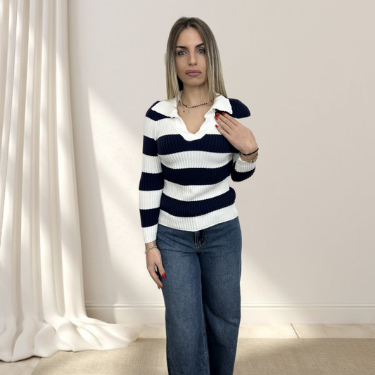 Maglioncino scollo-V a strisce