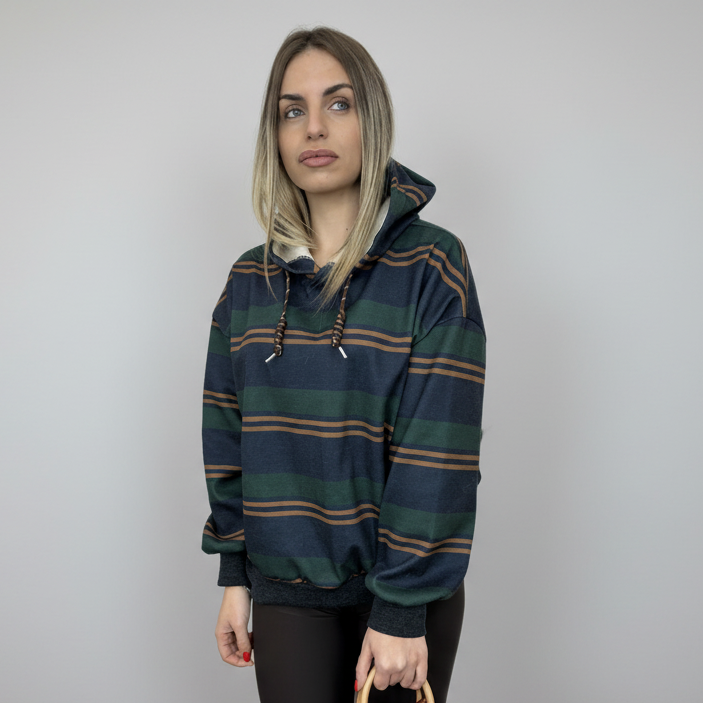 Felpa a strisce con cappuccio