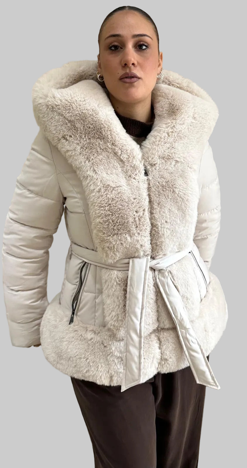 Piumino con Eco-Pelliccia