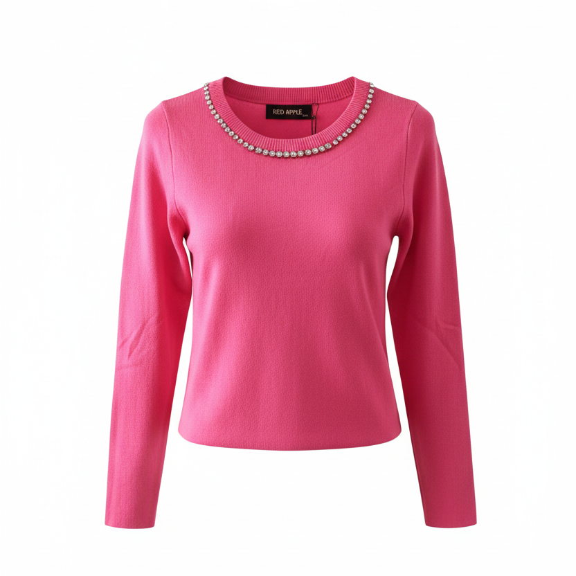 Professional ghost mannequin photo of jewel-neck top