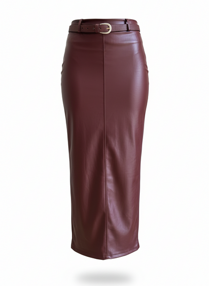 Professional ghost mannequin photo of maxi skirt with belt