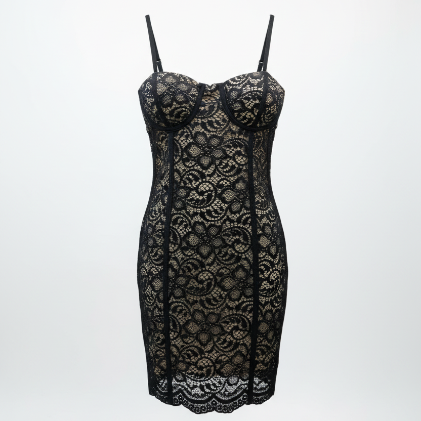 Professional ghost mannequin photo of mini dress with straps