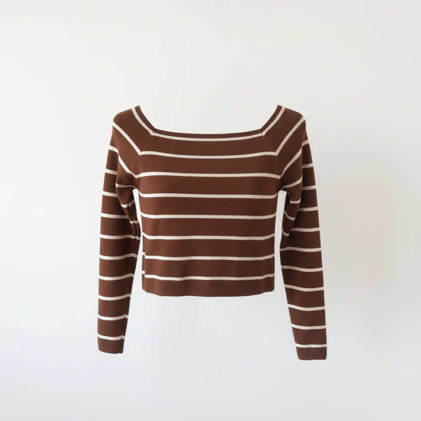 Professional ghost mannequin photo of striped top