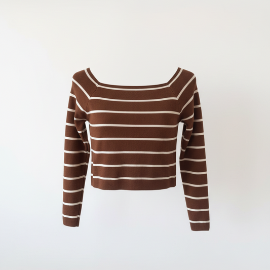 Professional ghost mannequin photo of striped top